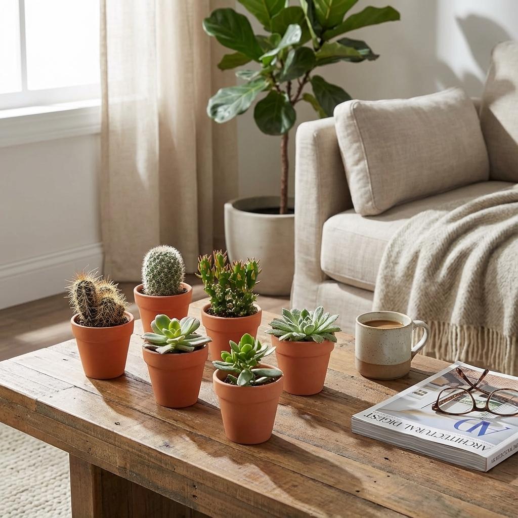 Mini Kakteen & Sukkulenten Mix – 8,1 cm Topf, 5–10 cm hoch, im Terrakottatopf - Green Guardia - Ihr Experte für Schädlinge und Pflanzen