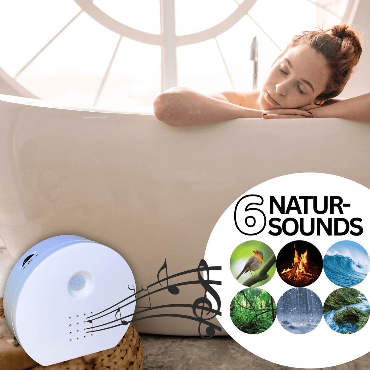 Naturgeräusche - Soundbox mit Bewegungssensor – 6 beruhigende Sounds, Timer & Lautstärkeregler, mit Vogelgezwitscher - Green Guardia - Ihr Experte für Schädlinge und Pflanzen