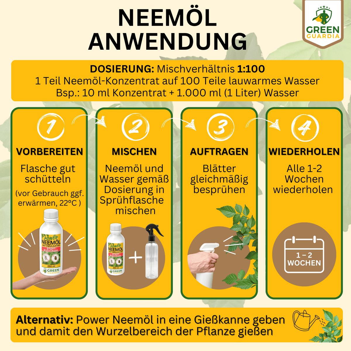 Power Neemöl gegen Blatt - und Wollläuse - Green Guardia - Ihr Experte für Schädlinge und Pflanzen