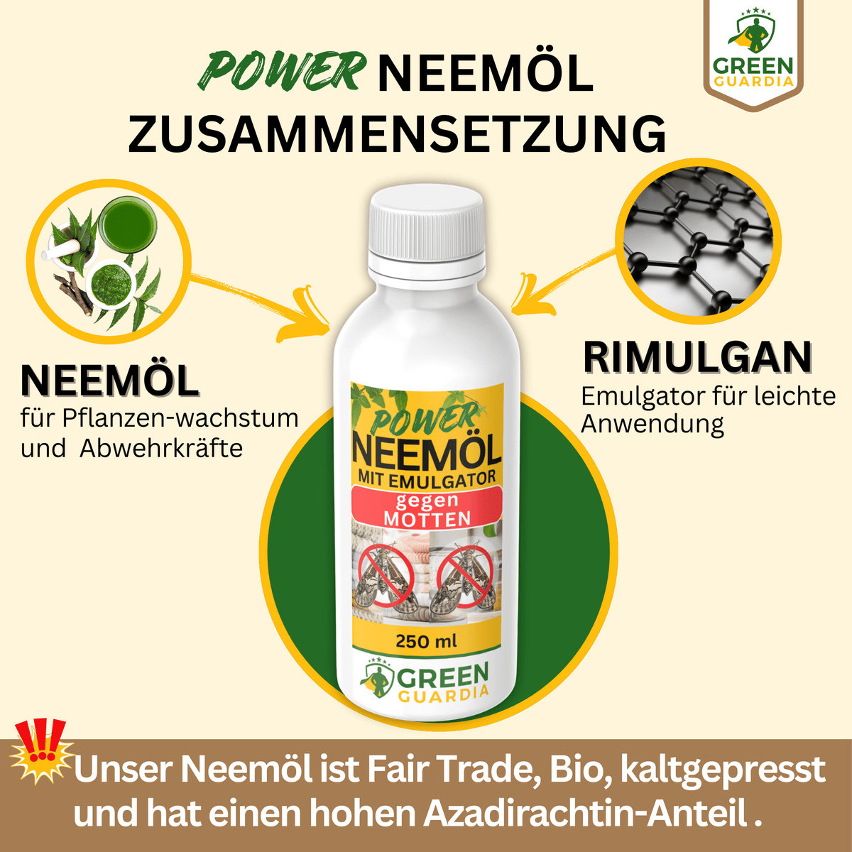 Power Neemöl gegen Lebens - & Kleidermotten - Green Guardia - Ihr Experte für Schädlinge und Pflanzen